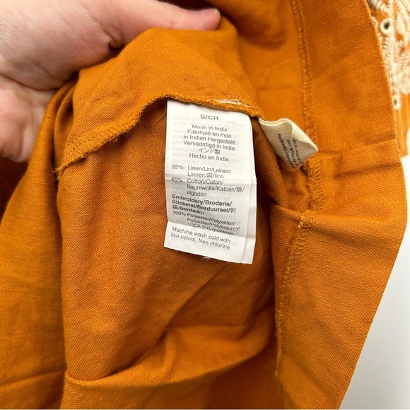 Madewell Embroidered-Sleeve Mustard Popover Dress - Picture 7 of 9